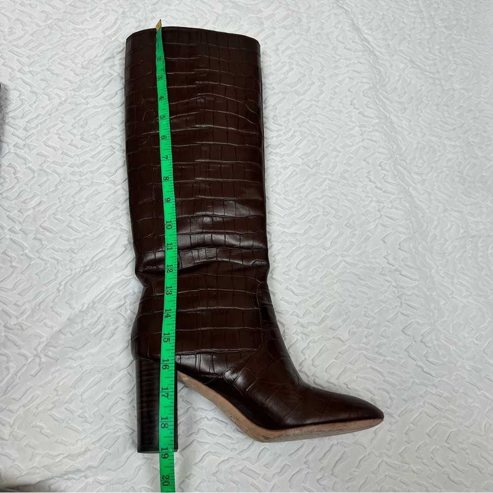 Loeffler Randall Goldy Croc Embossed Tall Boots Brown - Picture 11 of 14